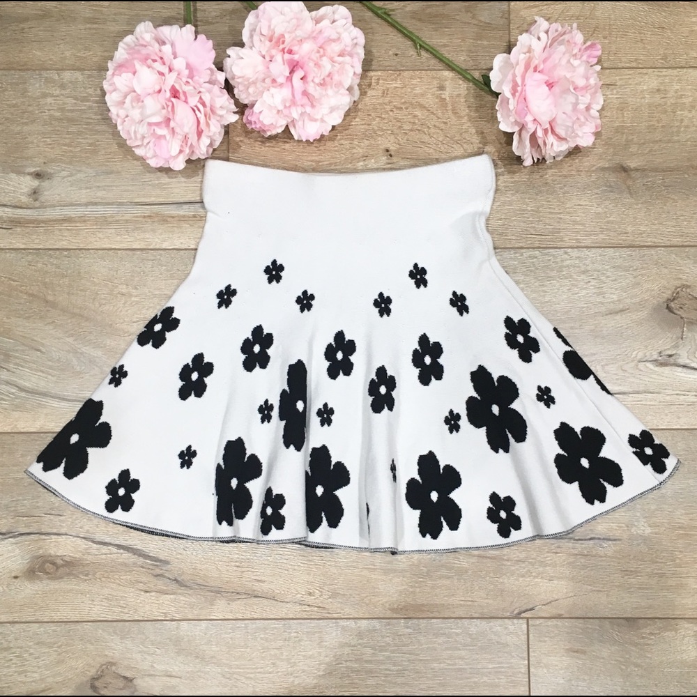 Sans Souci Floral Knit Skater Skirt S